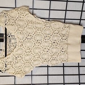 Paper Doll Cream Floral Crochet Blouse S Boho